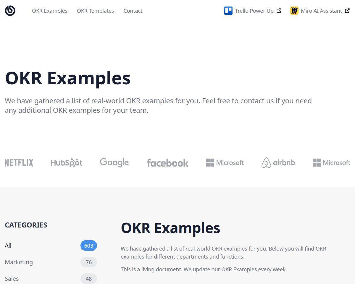 400+ OKR Examples Directory