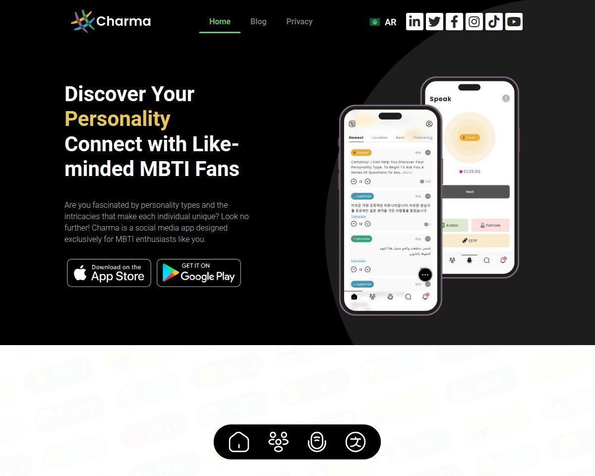 Charma: 16Personalities Social media app