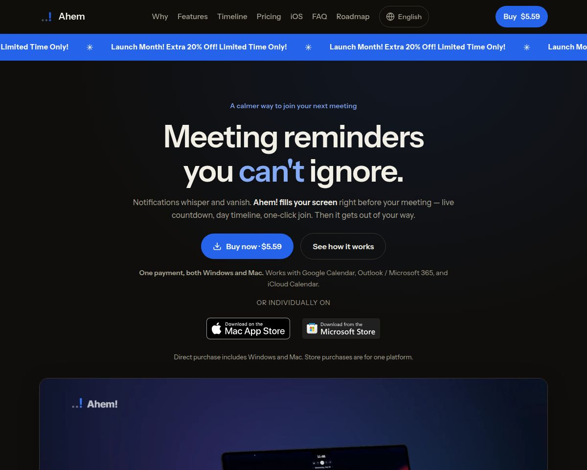 Ahem! Unmissable Meeting Reminders
