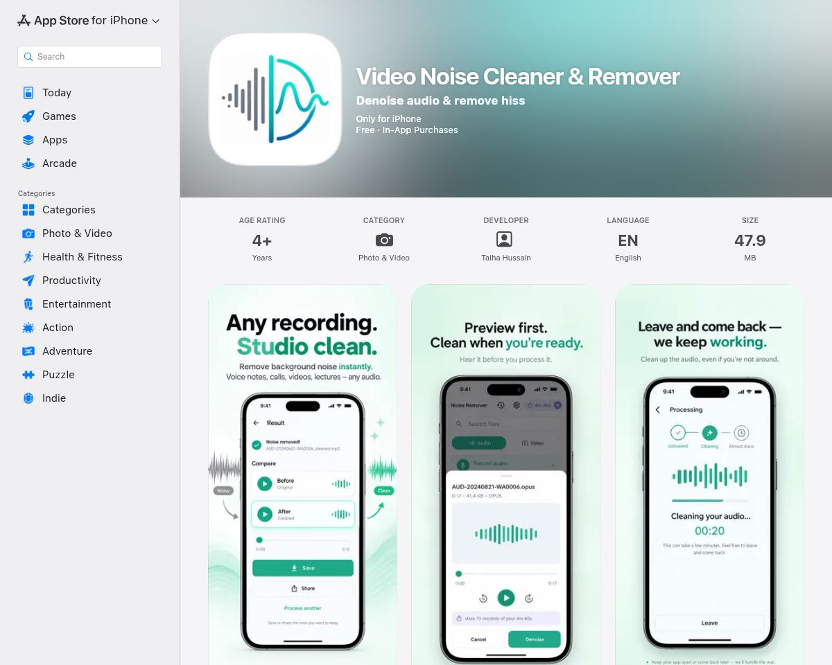 AI Audio Video Noise Remover