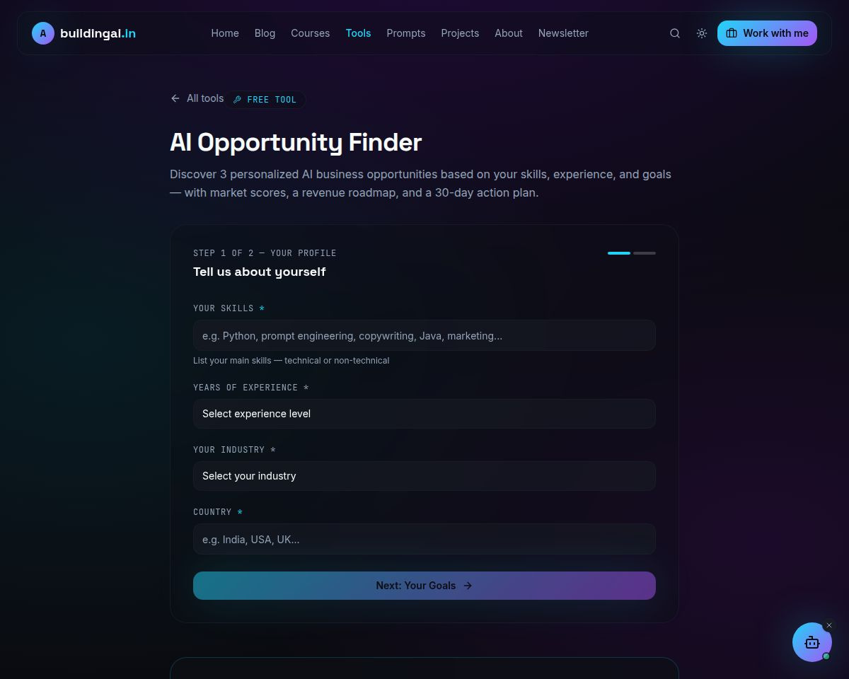 https://www.buildingai.in/tools/ai-opportunity-finder