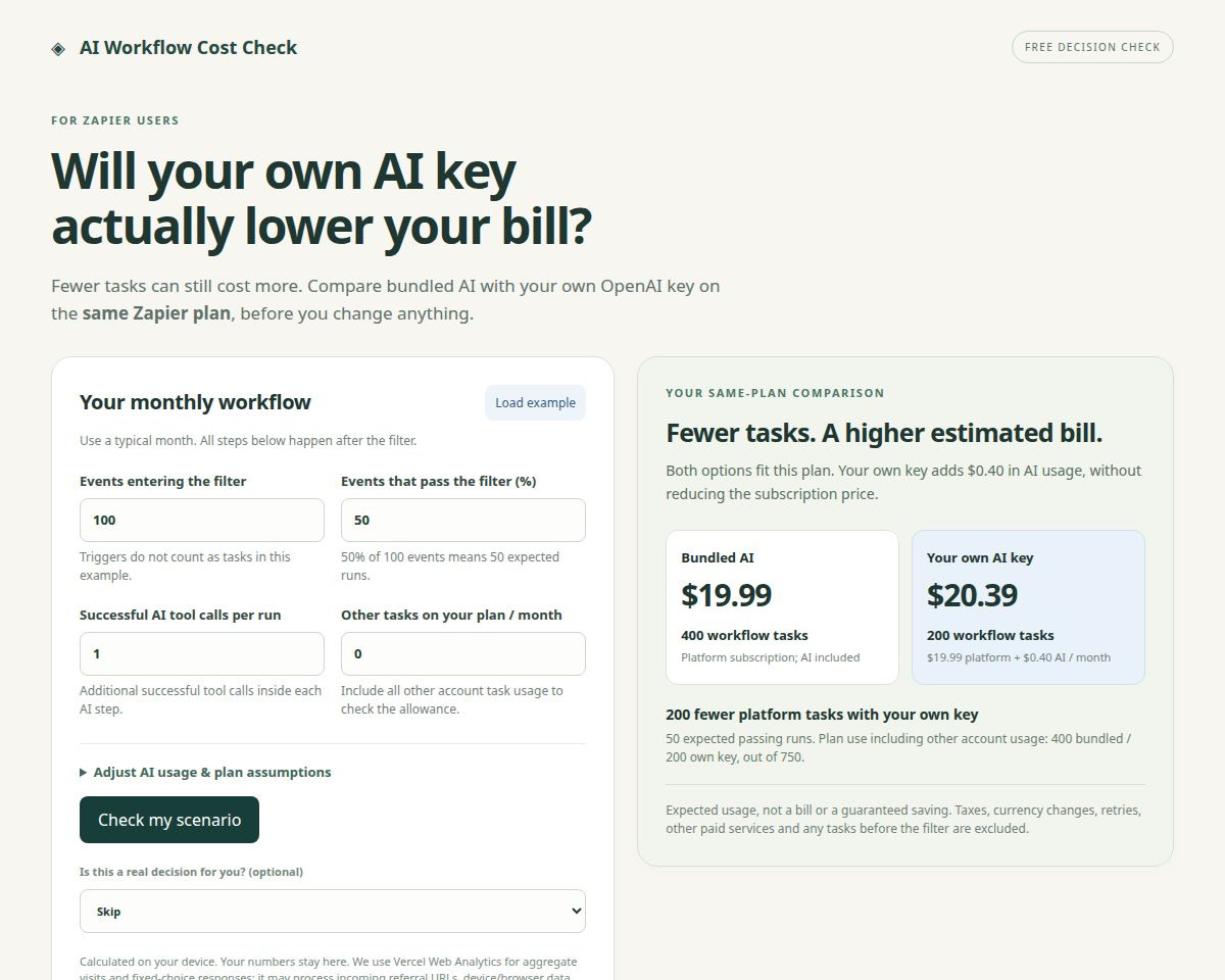 AI Workflow Cost Check