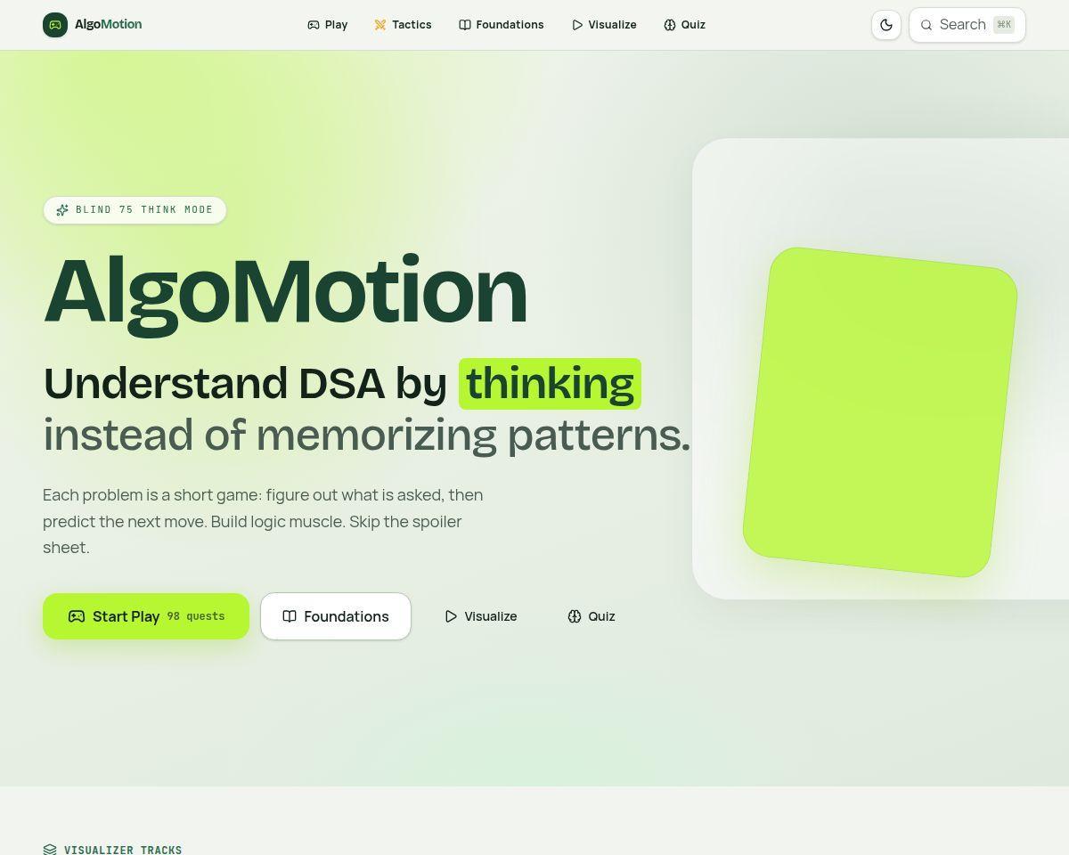 AlgoMotion · Understand DSA by Thinking