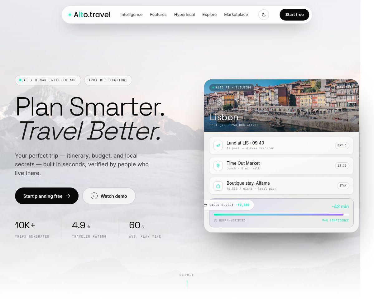 Alto.travel – AI Travel Operating System Screenshot