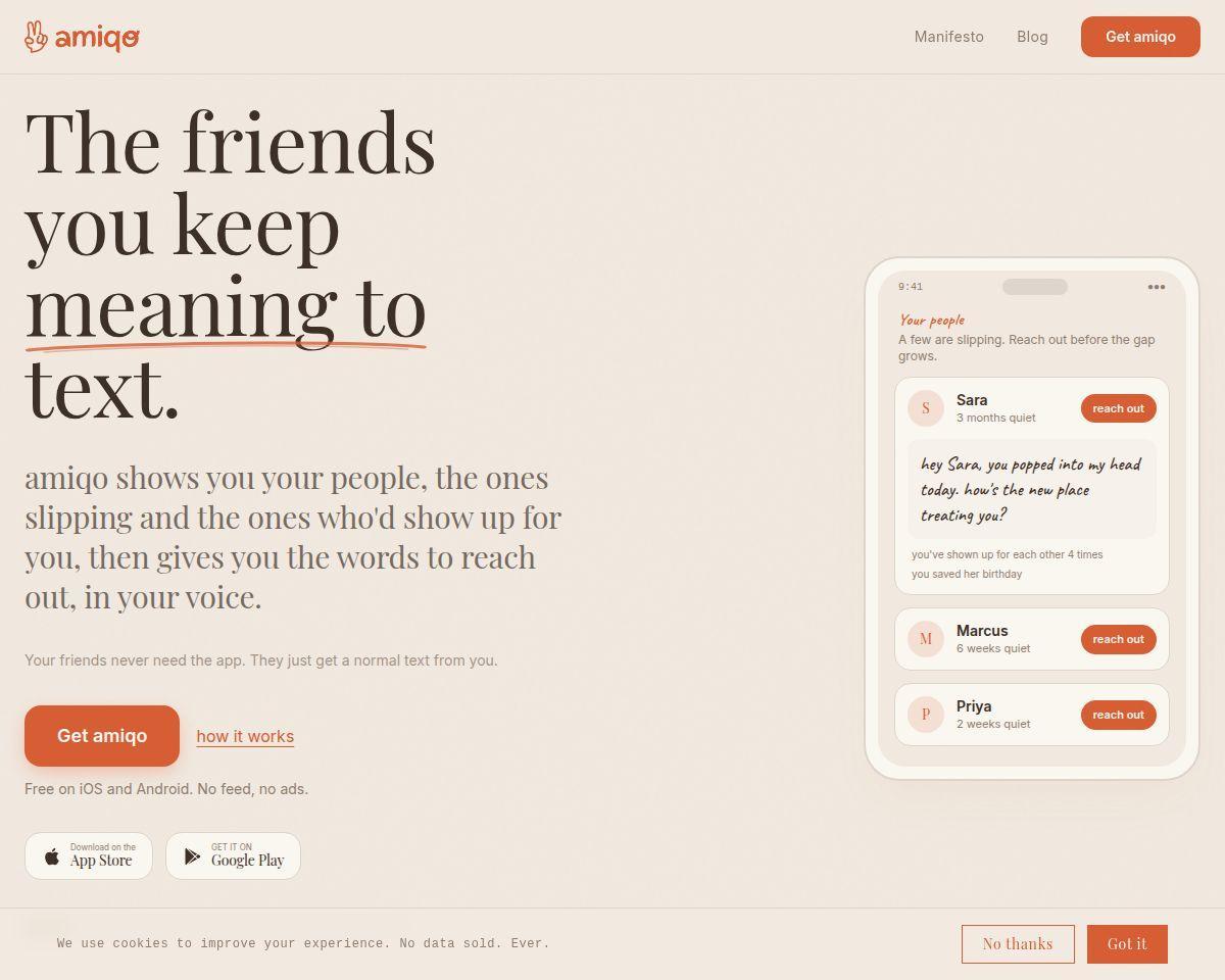 amiqo: a private friendship CRM Screenshot