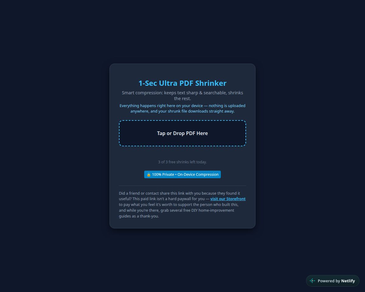 Browser-based PDF shrinker with privacy