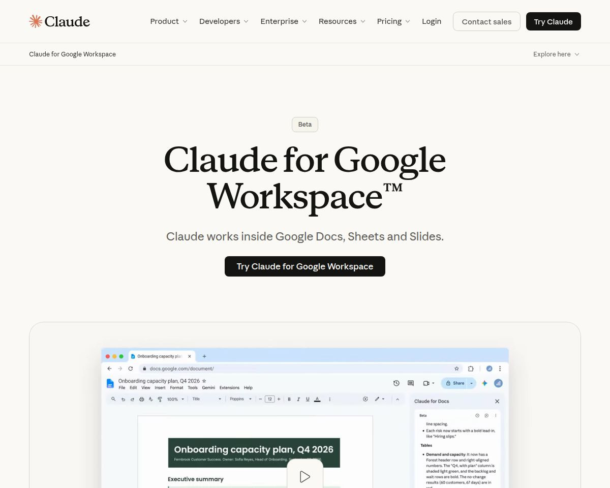 Claude for Google Workspace