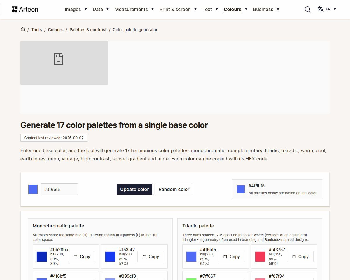 Color Palette Generator - 17 Schemes