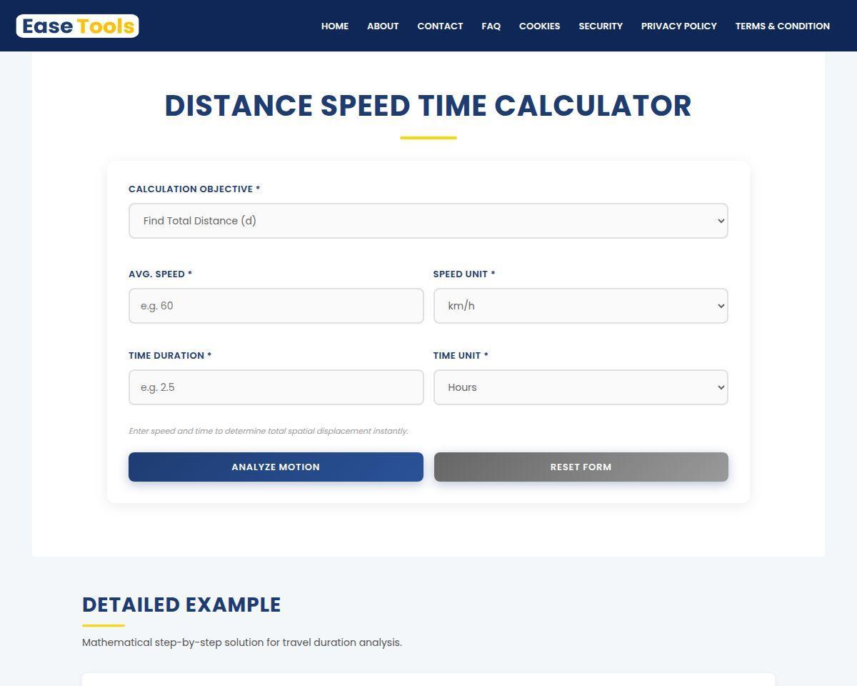 Distance Speed Time Calculator