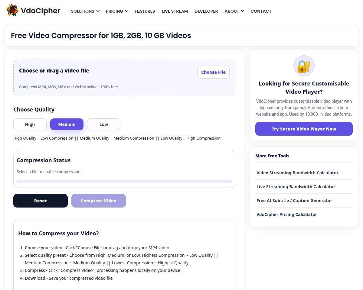Free Video Compressor - By VdoCipher