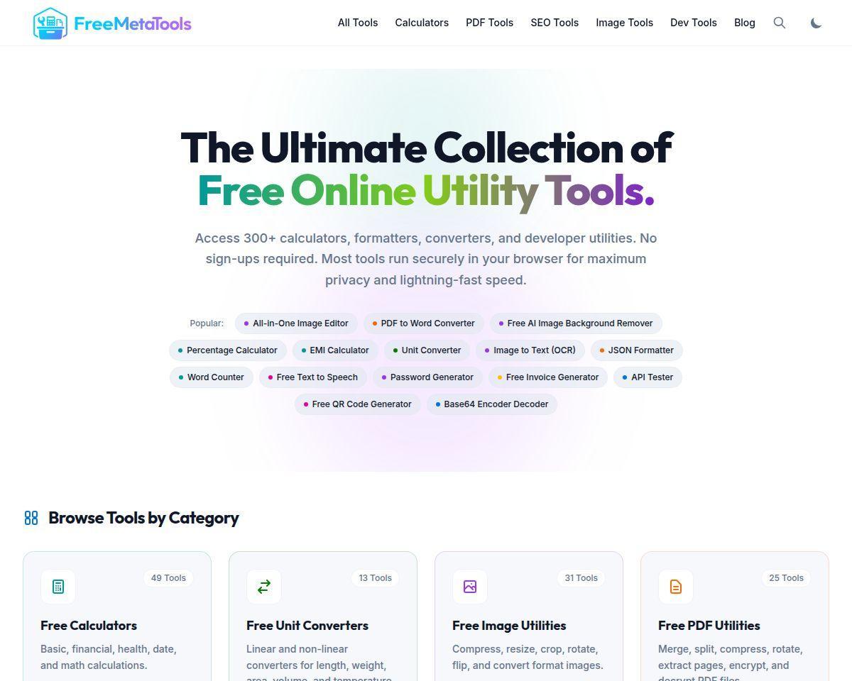 FreeMetaTools: Free Online Utility Tools