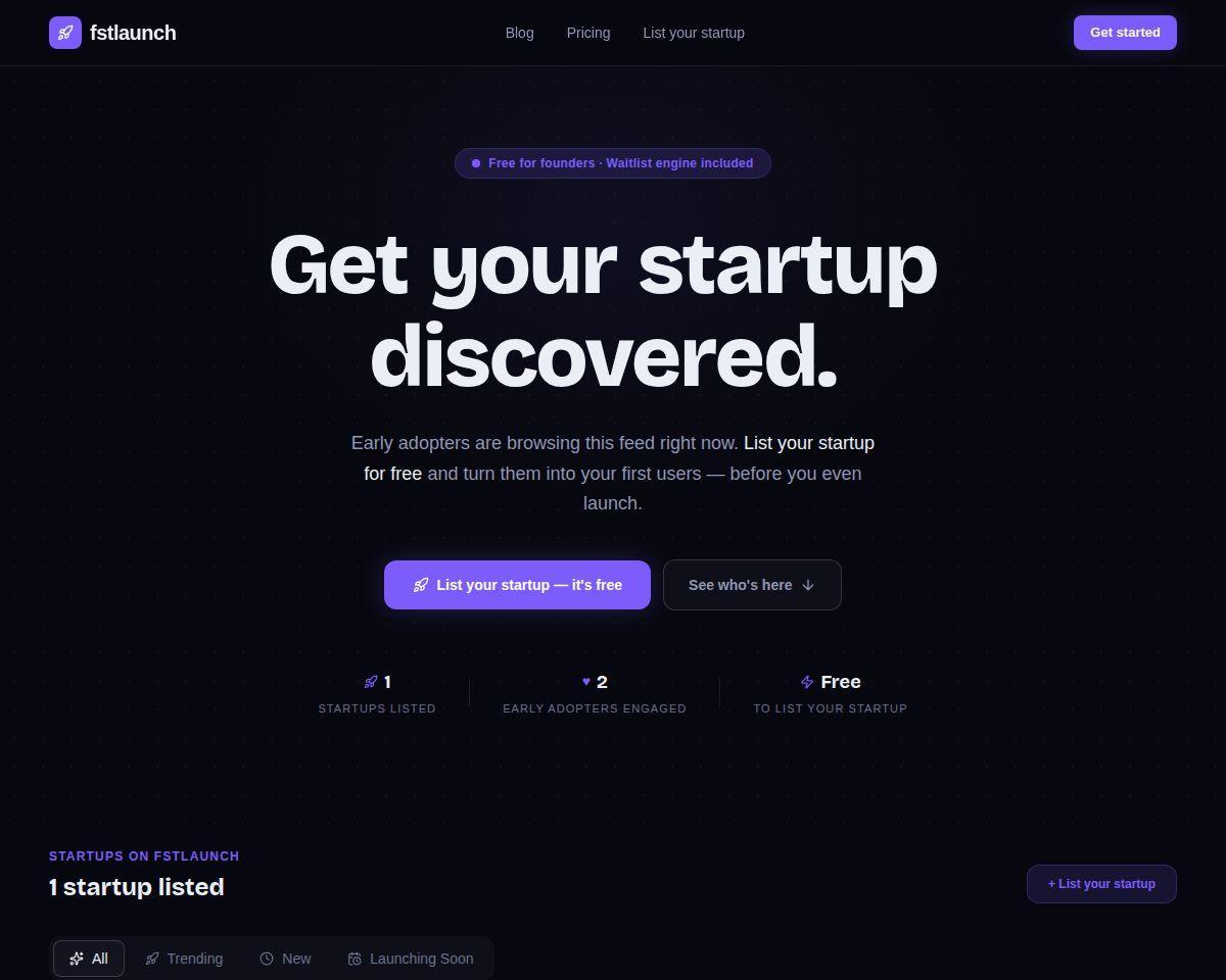 Fstlaunch - Get your startup discovered.