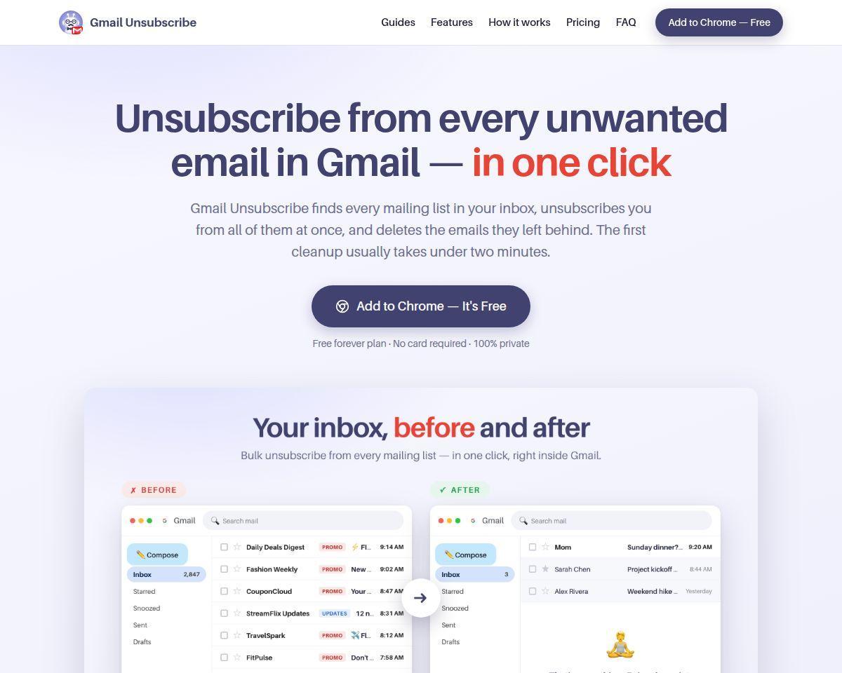 Gmail Unsubscribe Screenshot