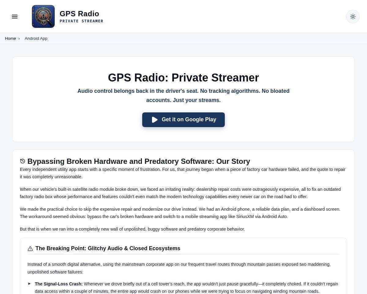 GPS Radio: Private Streamer