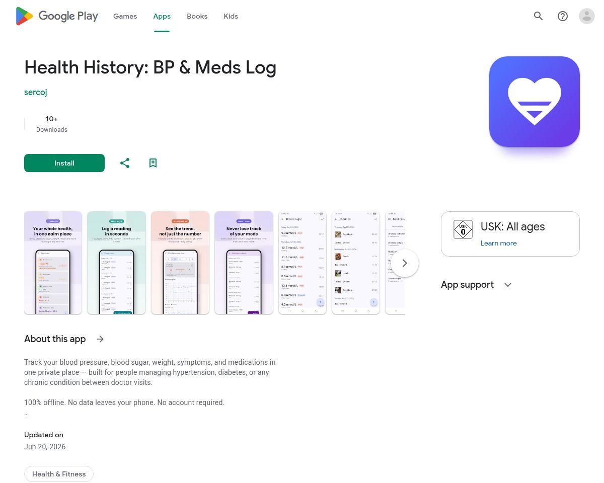 https://play.google.com/store/apps/details?id=com.sercoj.healthhistory