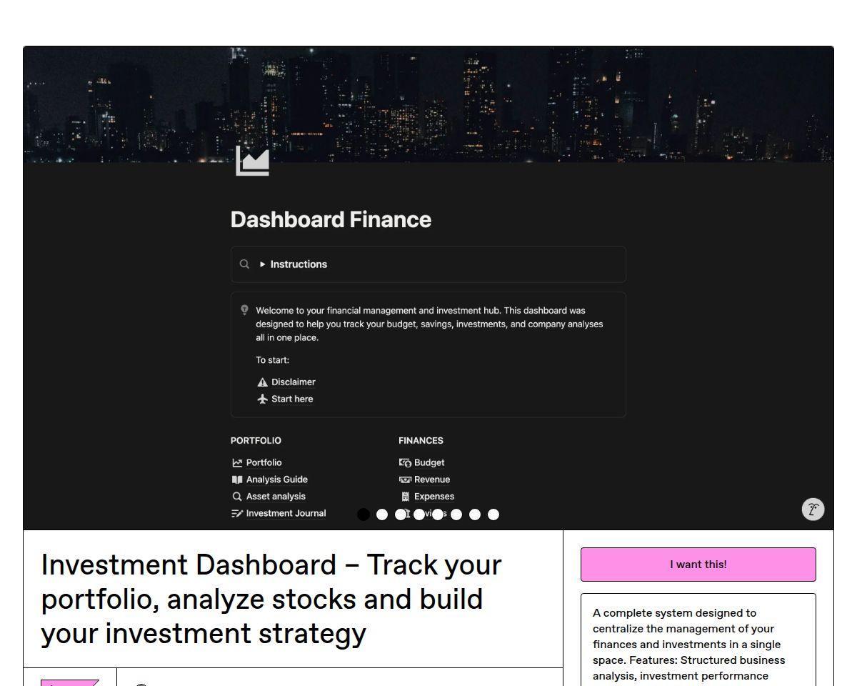 Investment Dashboard: Notion Template
