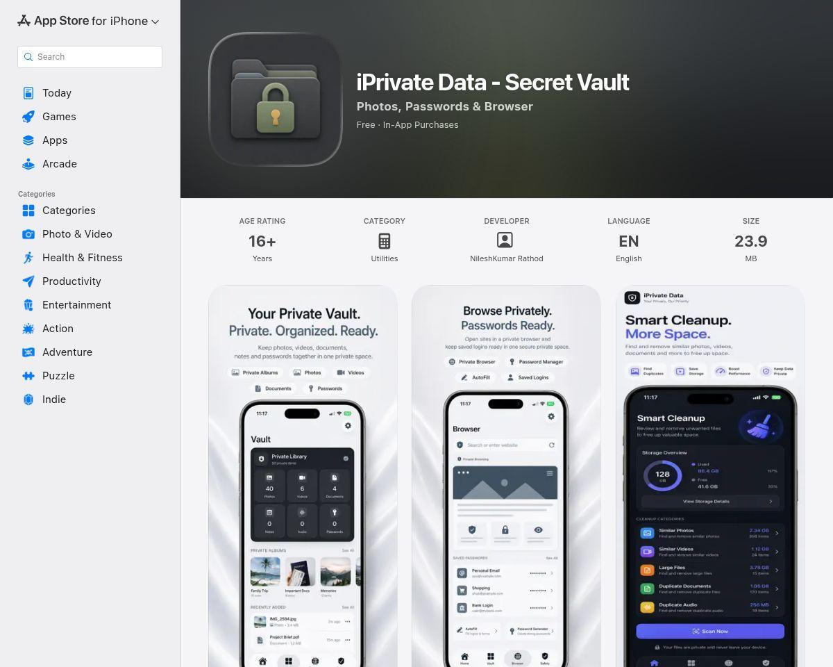 iPrivate Data - Secret Vault Screenshot