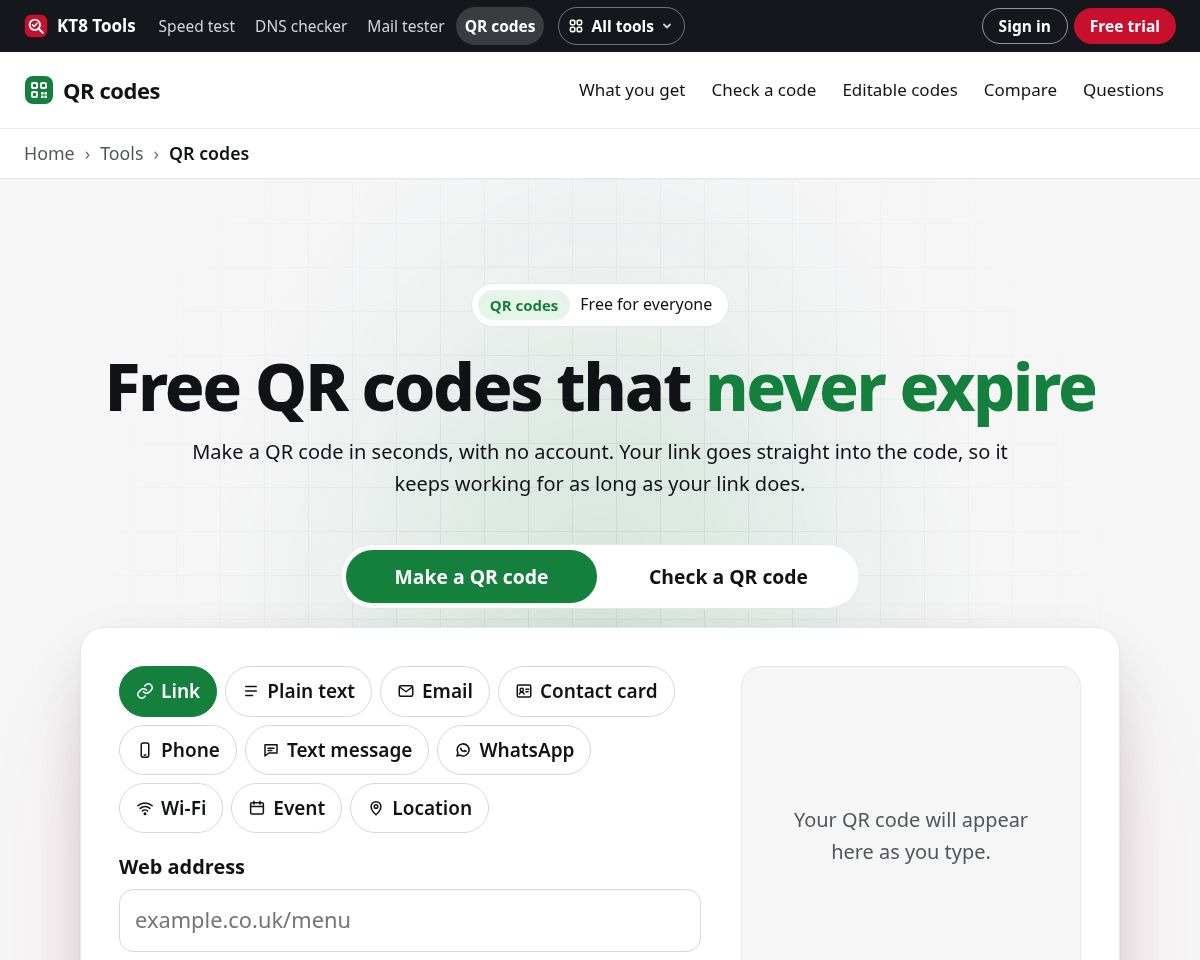 KT8 QR codes