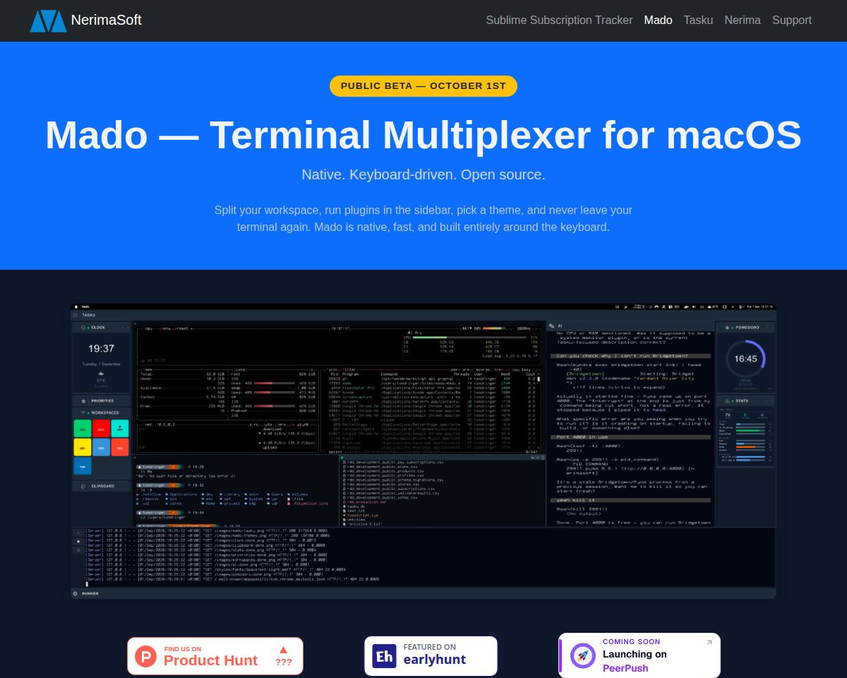 Mado — Rust Terminal Multiplexer