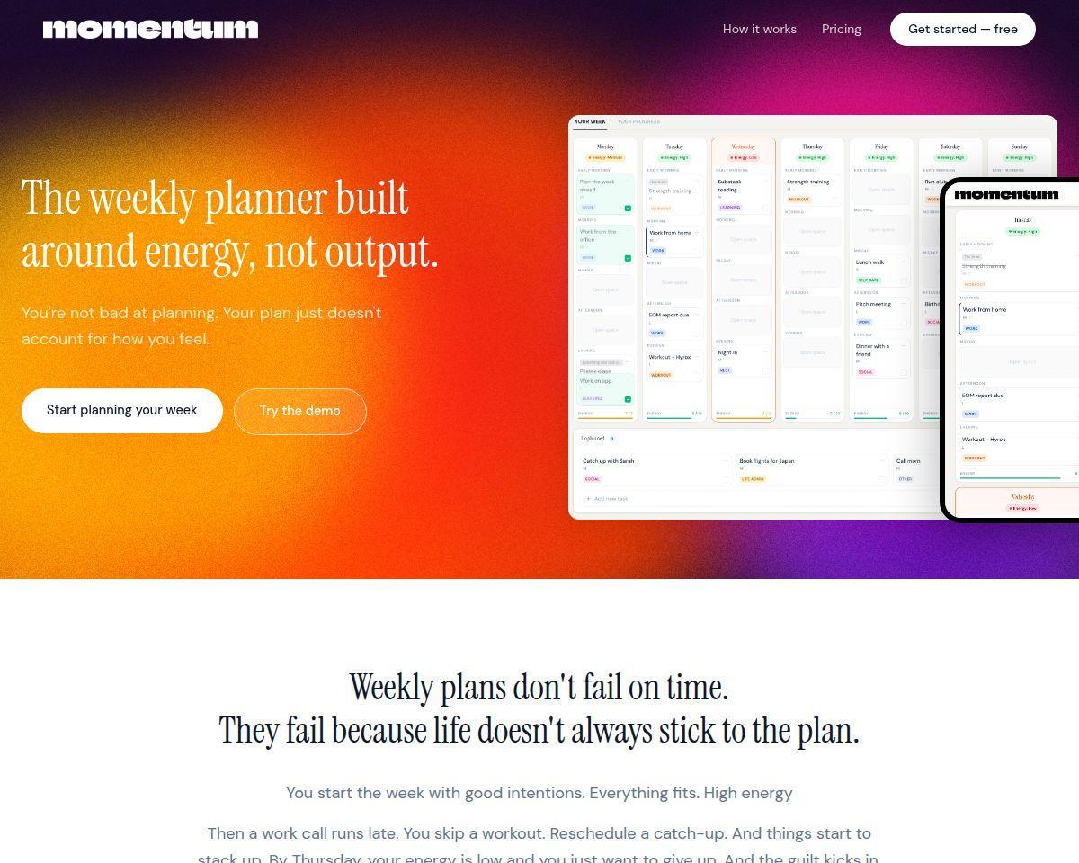 Momentum planner