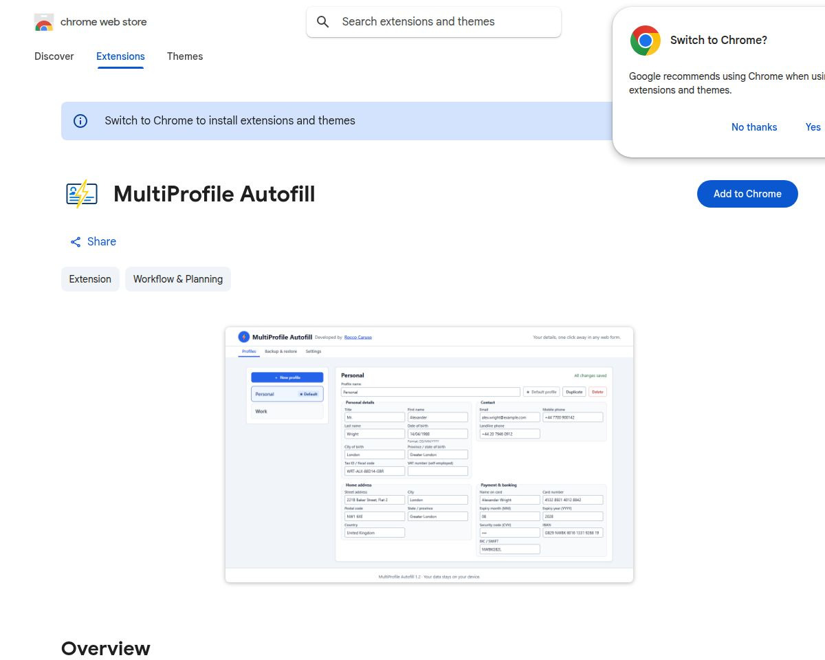 MultiProfile Autofill