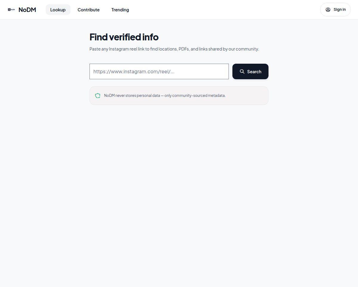 NoDM — CrowdSourced Reel Info