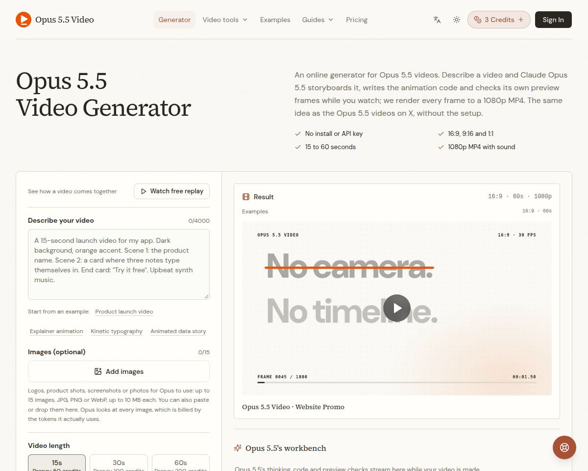 Opus 5.5 Video Generator