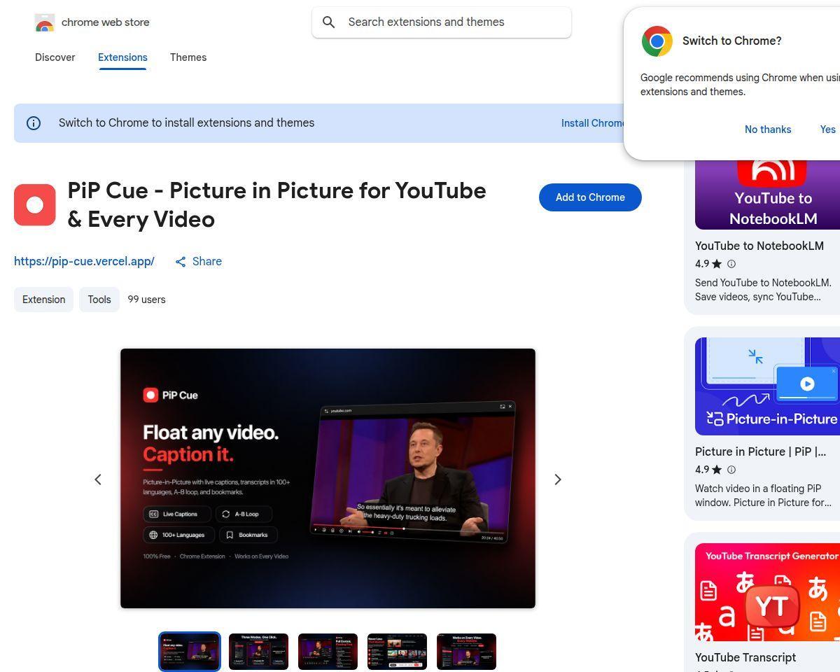 https://chromewebstore.google.com/detail/pip-cue-picture-in-pictur/ceheblgmggejkiggkaldojaoeomaeoin
