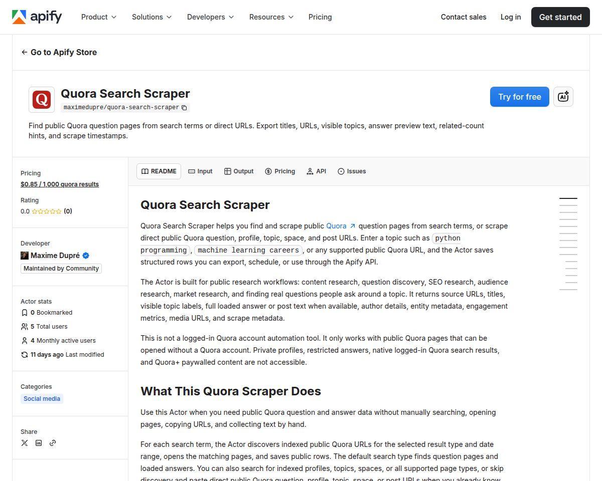 https://apify.com/maximedupre/quora-search-scraper