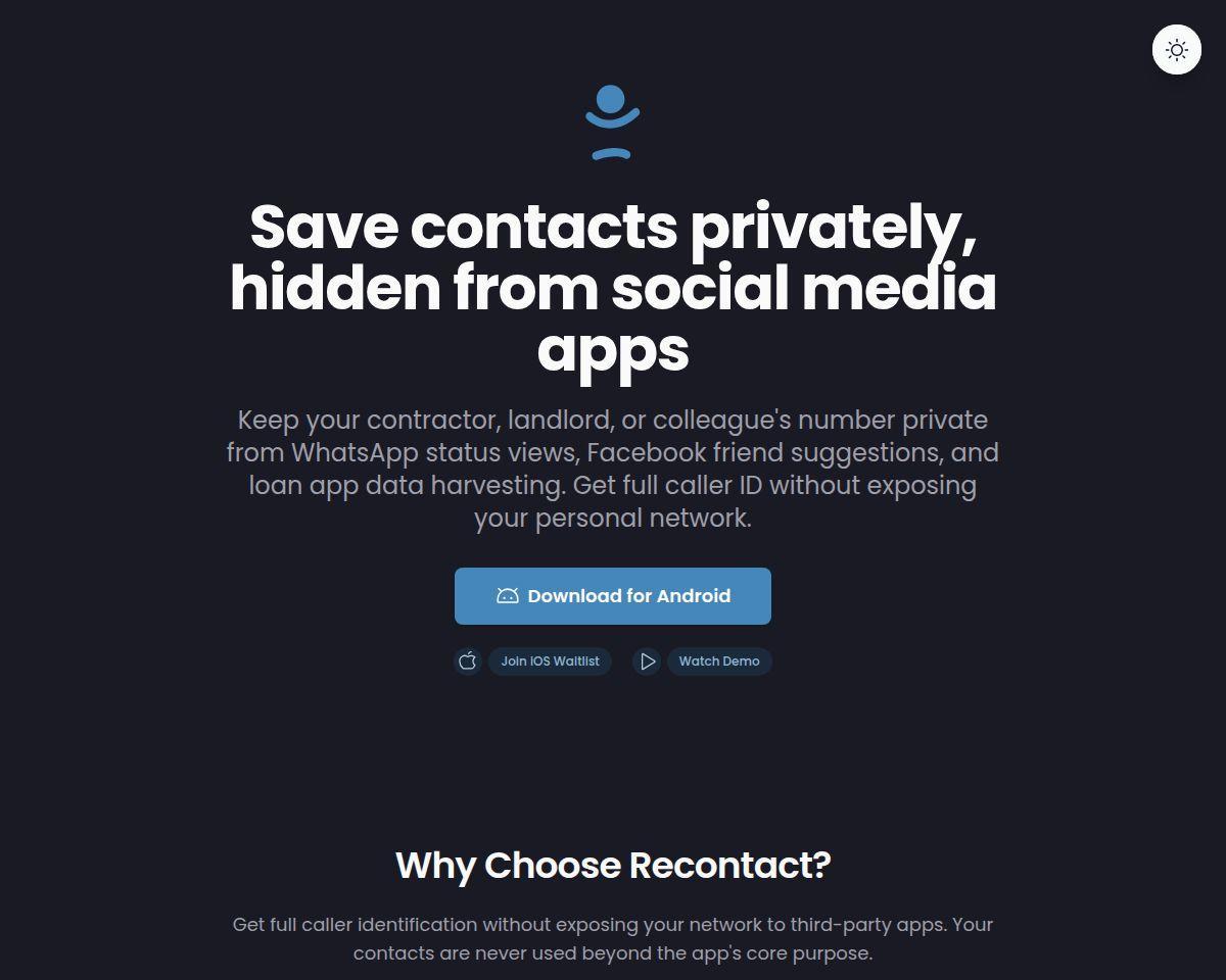 Recontact: Private Address Book