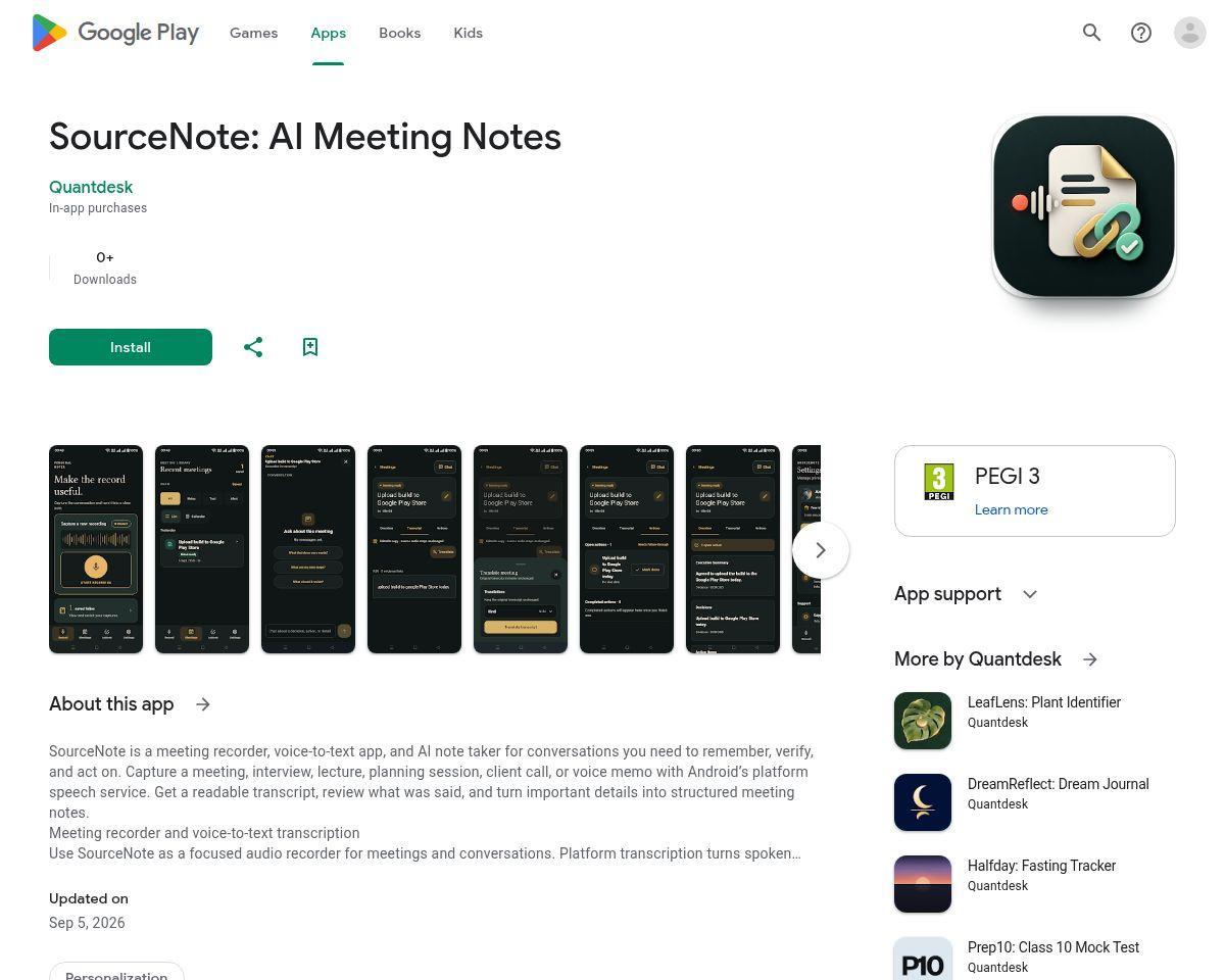 https://play.google.com/store/apps/details?id=in.quantdesk.meetingtranscribe
