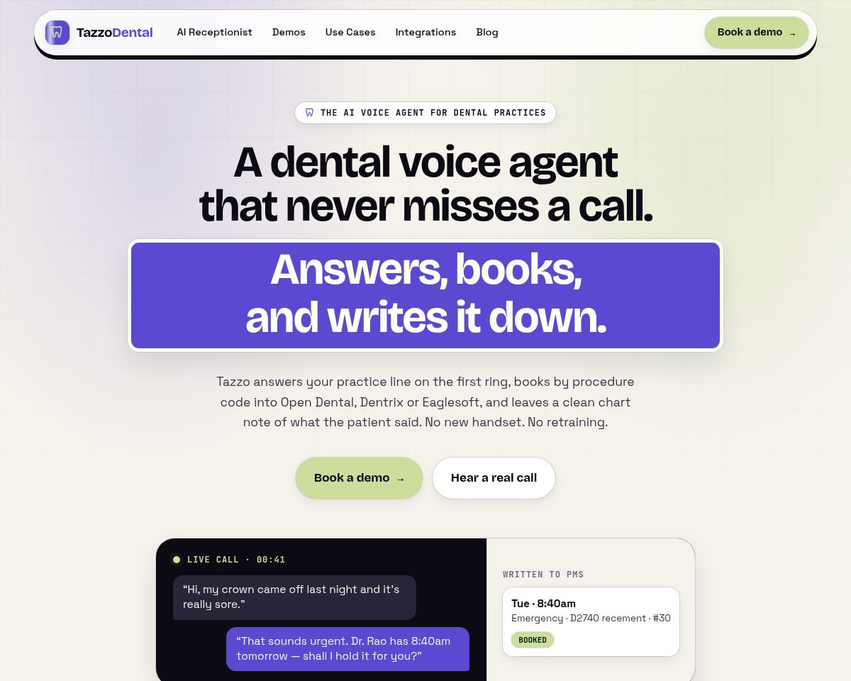 Tazzo Dental AI Receptionist