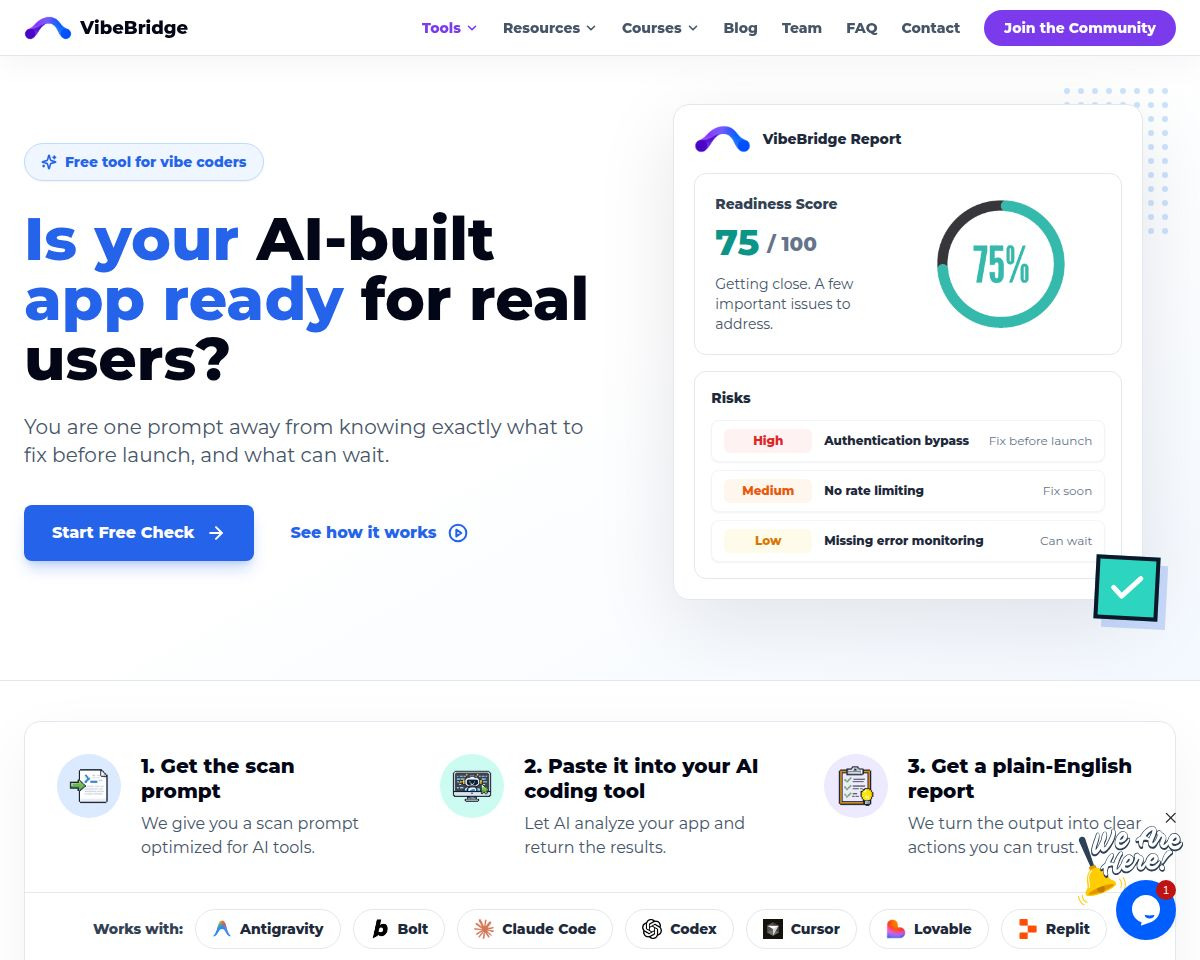 Vibe Check for AI-Built Apps Screenshot