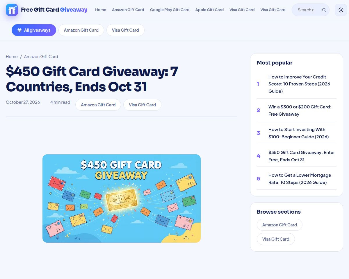 Want a Free $450 Gift Card? Enter Here