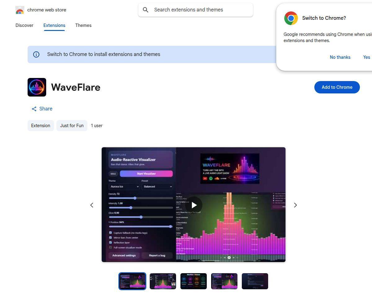 https://chromewebstore.google.com/detail/waveflare/agaakblcgfcmhelmfaemhjihhddhpgog