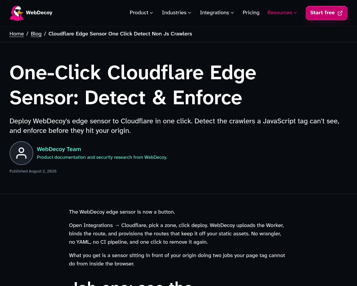 WebDecoy for Cloudflare