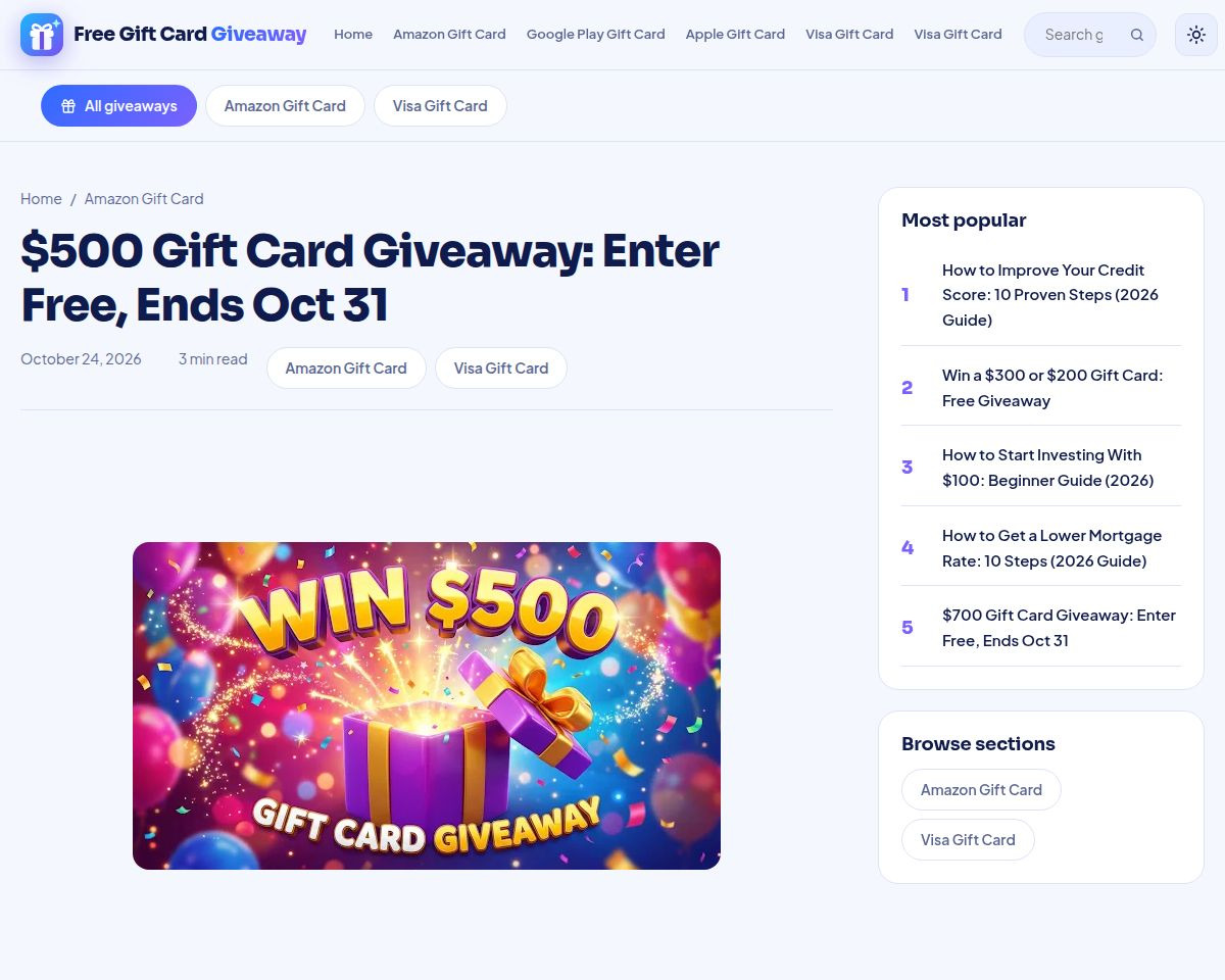 Win $500 to Spend Anywhere Free Giveaway