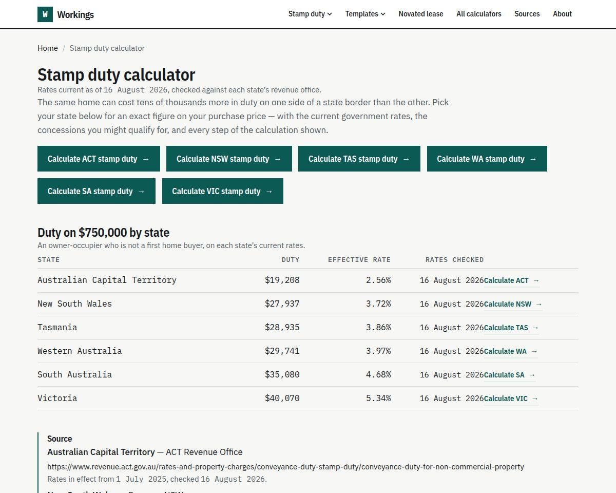 Workings — Stamp Duty Calculator