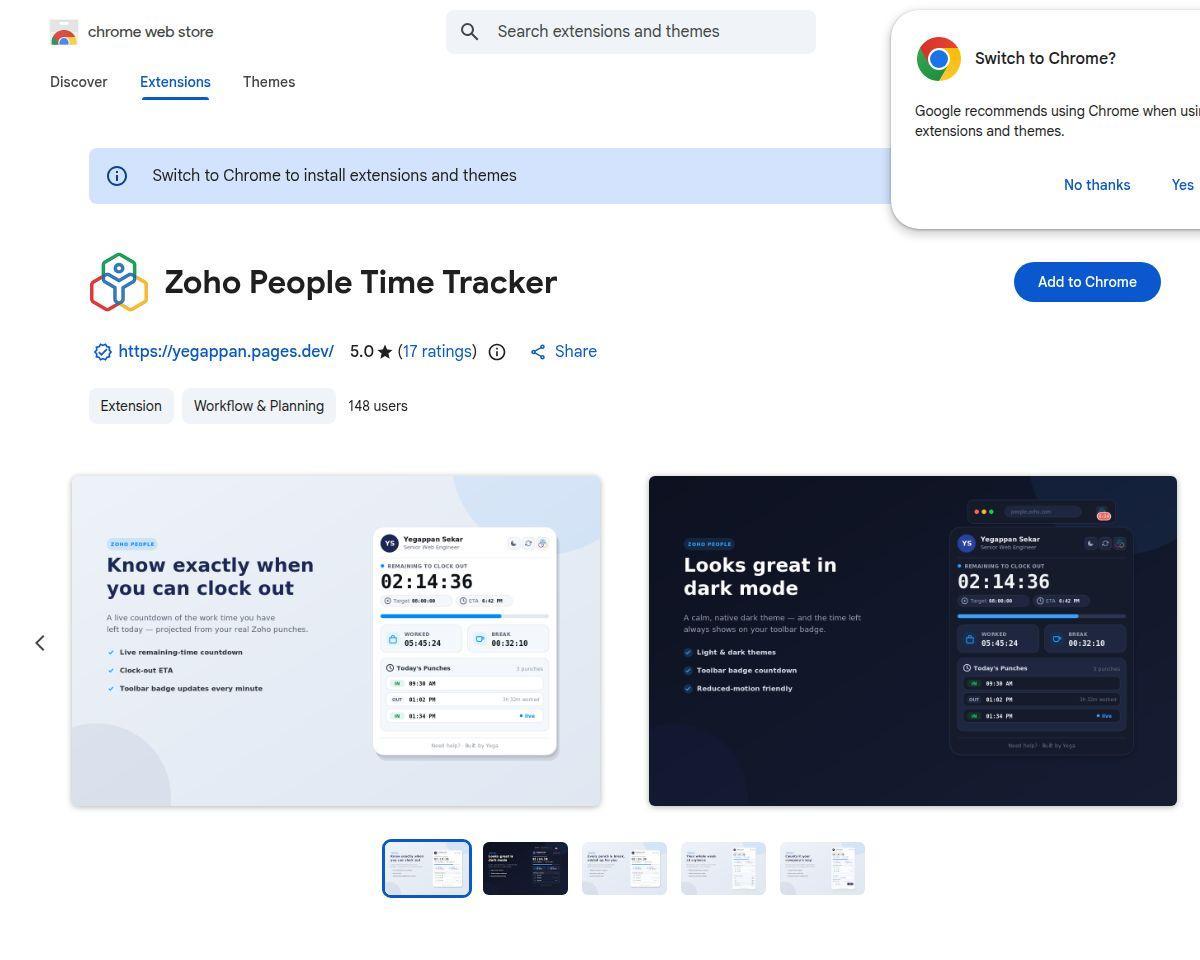 Zoho People Time Tracker