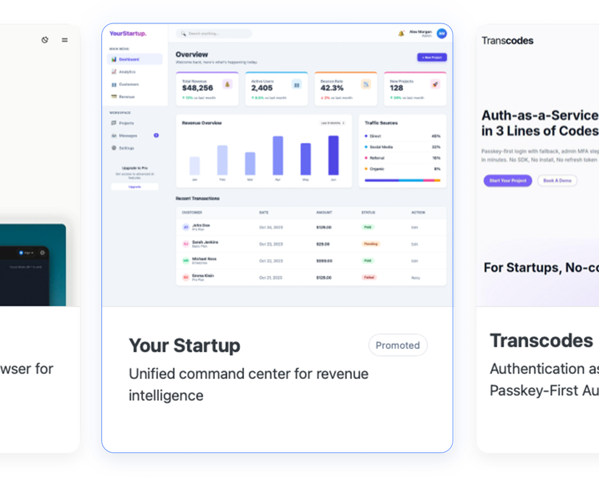 Homepage listing
